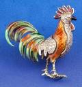 14kt Gold Enamel and Diamond Rooster Brooch