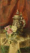 George Loftus Noyes CanadianAmerican 18641954 Still Life with Roses and Silver Tankard