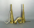 Three brass hunting horns
