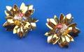 18kt Gold and Gemset Flower Earclips