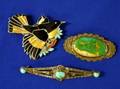 C G Wallace Zuni Bird Brooch and Two Turquoise Pins