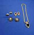 Two Pairs of Cut Glass Costume Earrings and a NLH Pendant Necklace and Pair of Earri ngs