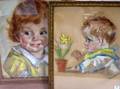 Two Maud Tousey Fangel Framed Pastel Sketches