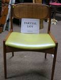 Set of Four Selig Danish Modern Teakwood Chairs with Caned Back and Upholstered Seat