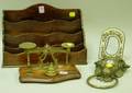 Bronze Ram Door Knocker a Rosewood Letter Rack Brass and Mahogany Desk Postal Scale and a Small Micromosaic Table Frame