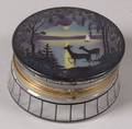 GermanAustrian Art Deco Handpainted Landscape Decorated Glass Lidded Box