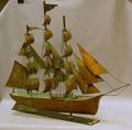 Patinated Copper ThreeMasted Sailing Ship Weather Vane