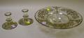 ThreePiece Silver Overlay Colorless Glass Console Set