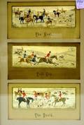 Framed Suite of Three Hunt Scene Stevensgraphs