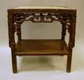 Chinese Marble Inset Carved Hardwood Stand