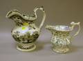 Two English Transfer Decorated Staffordshire Pitchers