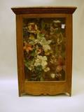 Provincial Walnut Cased Feather Floral Still Life Arrangement