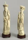 Pair of Chinese Carved Ivory Figures of a Mandarin and his Consort