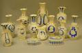 Ten Assorted Blue and White Parian Vases Two Covered Boxes and a Creamer