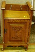 Small European Arts  Crafts Carved Oak Side Cabinet