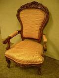 Rococo Revival Upholstered Carved Walnut Parlor Armchair