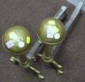 Pair of Brass Belted Balltop Andirons