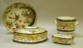 Four Le Tallec a Paris Handpainted Gilt and Floral Decorated Porcelain Table Articles