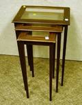 Set of Three Glasstop Cherry Nesting Stands