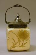 Pairpoint Silver Plate Mounted Gilt Enamel Floral Decorated Glass Cracker Jar