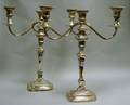 Pair of Sheffield Silver Plated Convertible ThreeLight Candelabra