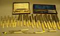 Cased French Silver Carving Set a Cased Lambrack Holder and Thirty Assorted Bone and Ivorine Handled Flatware Items