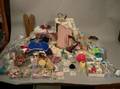 Box Lot of Clothing Trims Accessories and a Pink Doll Trunk