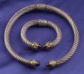 Sterling Silver 14kt Gold and Gemset Collar and Bracelet David Yurman