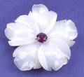 Carved Lavender Chalcedony and Amethyst Flower Brooch