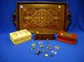 Three Boxes a Wooden Tray and Small Group of Costume Jewelry