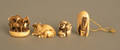 Four carved ivory netsukes