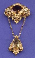 Antique 14kt Gold and Citrine Brooch