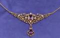 Art Nouveau 14kt Gold Amethyst and Seed Pearl Pendant Necklace Krementz  Co