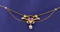 Art Nouveau 14kt Gold Enamel Pearl Festoon Necklace