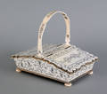 European ivory and fruitwood basket 19th c