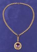 Antique 14kt Gold and Amethyst Pendant Necklace