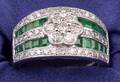 Platinum Diamond and Emerald Ring
