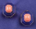 18kt Gold Lapis and Coral Earclips Adioro