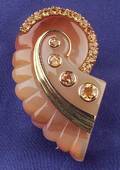 18kt Gold Chalcedony and Citrine Brooch Seaman Schepps