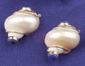14kt Gold Shell and Lapis Earclips Seaman Schepps