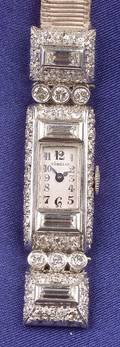 Art Deco Platinum and Diamond Wristwatch Gubelin