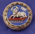 Antique 14kt Gold Micromosaic Agnus Dei Brooch