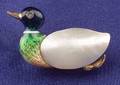 Edwardian 18kt Gold Enamel and Freshwater Pearl Mallard Pin