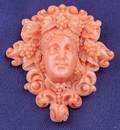 Antique Carved Coral Cameo PendantBrooch