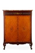 Louis XV Style Marble Top Inlaid Two Door Cabinet