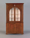 Pennsylvania walnut architectural corner cupboard in two parts ca 1800