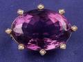 Antique 14kt Gold Amethyst and Seed Pearl Brooch