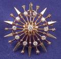 14kt Gold and Diamond Starburst PendantBrooch