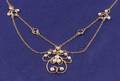 Art Nouveau 18kt Gold Seed Pearl and Sapphire Necklace