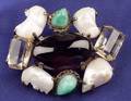 Gemset and Freshwater Pearl Brooch
